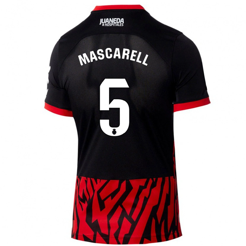Danxen Hombre Camiseta Omar Mascarell #5 Negro Rojo 1ª Equipación 2024/25 La Camisa México