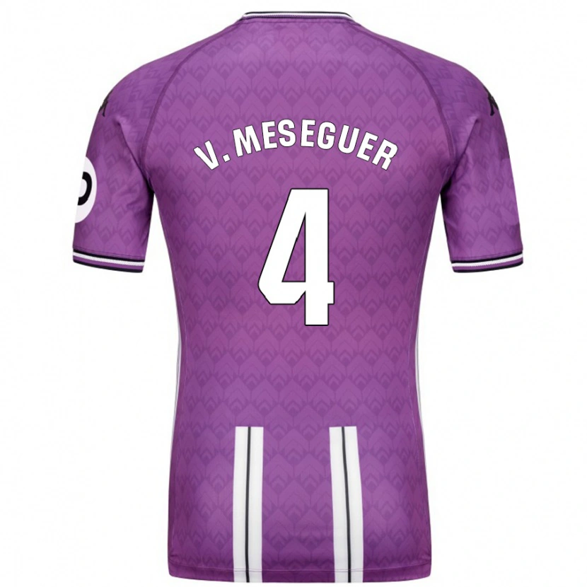 Danxen Hombre Camiseta Víctor Meseguer #4 Púrpura Blanco 1ª Equipación 2024/25 La Camisa México