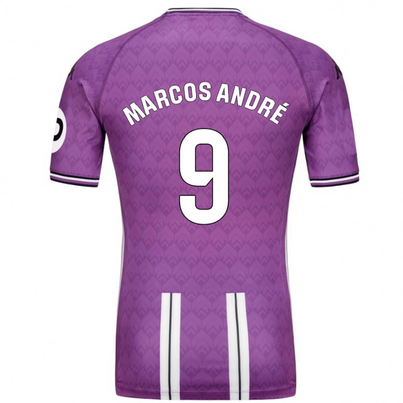 Danxen Hombre Camiseta Marcos André #9 Púrpura Blanco 1ª Equipación 2024/25 La Camisa México