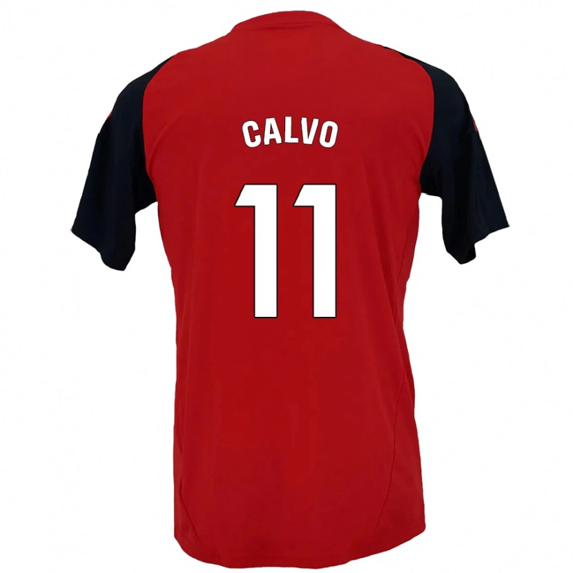 Danxen Hombre Camiseta Álex Calvo #11 Rojo Negro 1ª Equipación 2024/25 La Camisa México