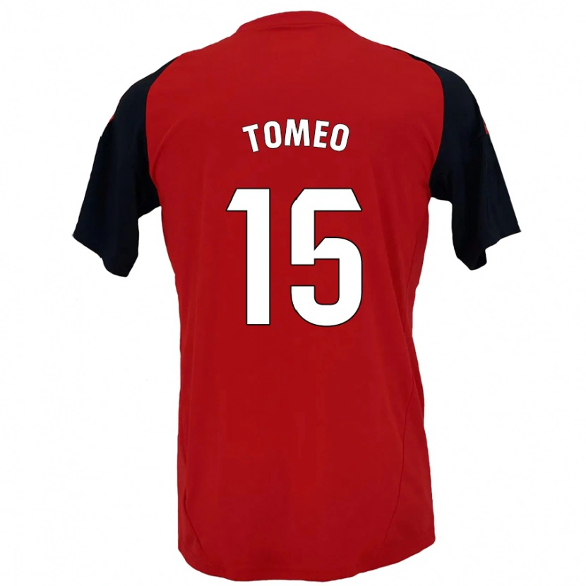 Danxen Hombre Camiseta Pablo Tomeo #15 Rojo Negro 1ª Equipación 2024/25 La Camisa México