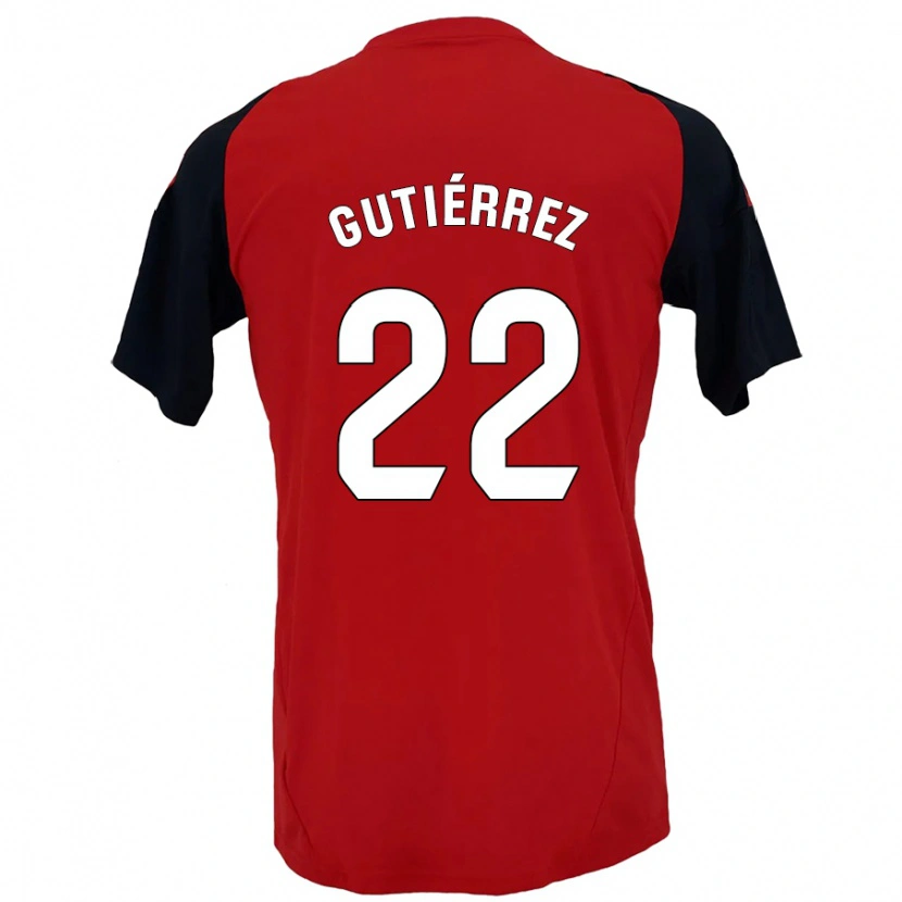 Danxen Hombre Camiseta Juan Gutiérrez #22 Rojo Negro 1ª Equipación 2024/25 La Camisa México