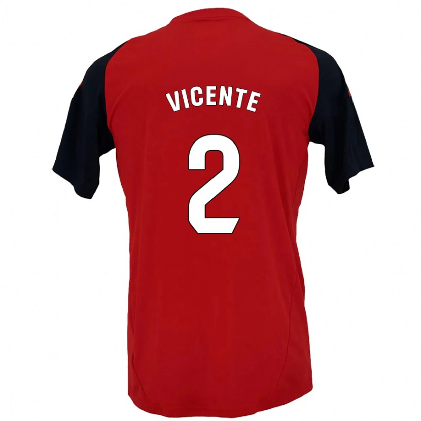 Danxen Hombre Camiseta David Vicente #2 Rojo Negro 1ª Equipación 2024/25 La Camisa México
