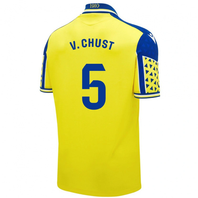 Danxen Hombre Camiseta Víctor Chust #5 Amarillo Azul 1ª Equipación 2024/25 La Camisa México