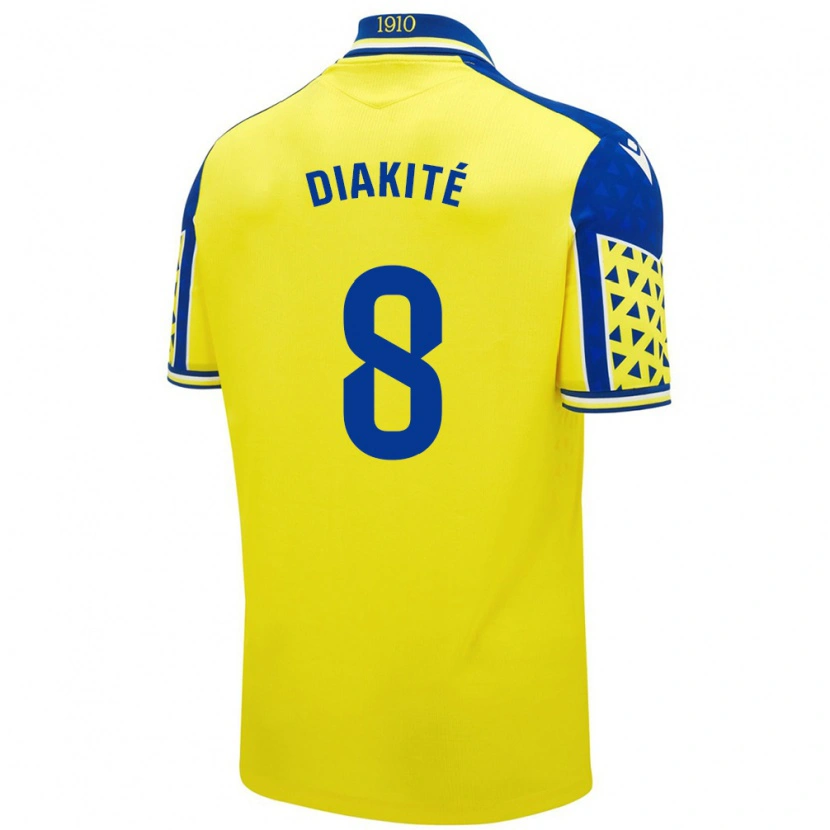 Danxen Hombre Camiseta Moussa Diakité #8 Amarillo Azul 1ª Equipación 2024/25 La Camisa México