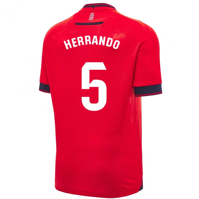 Danxen Hombre Camiseta Jorge Herrando #5 Rojo Blanco 1ª Equipación 2024/25 La Camisa México