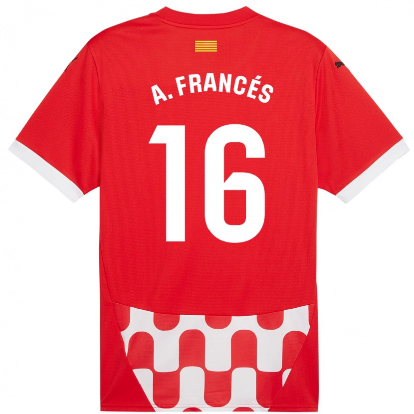 Danxen Hombre Camiseta Alejandro Francés #16 Rojo Blanco 1ª Equipación 2024/25 La Camisa México