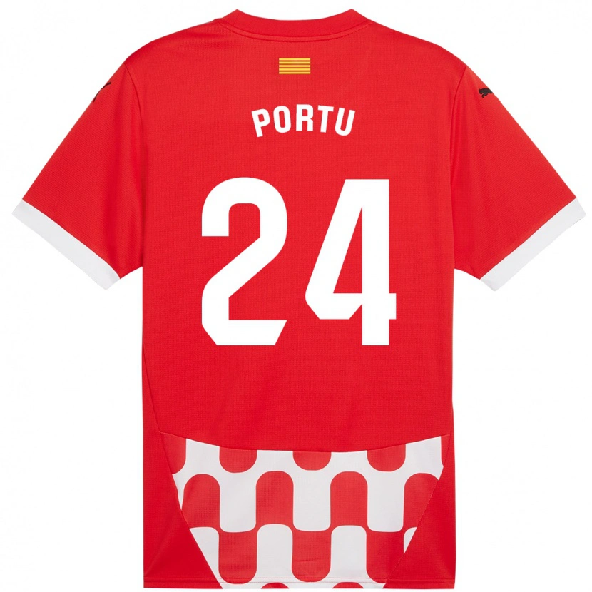Danxen Hombre Camiseta Portu #24 Rojo Blanco 1ª Equipación 2024/25 La Camisa México