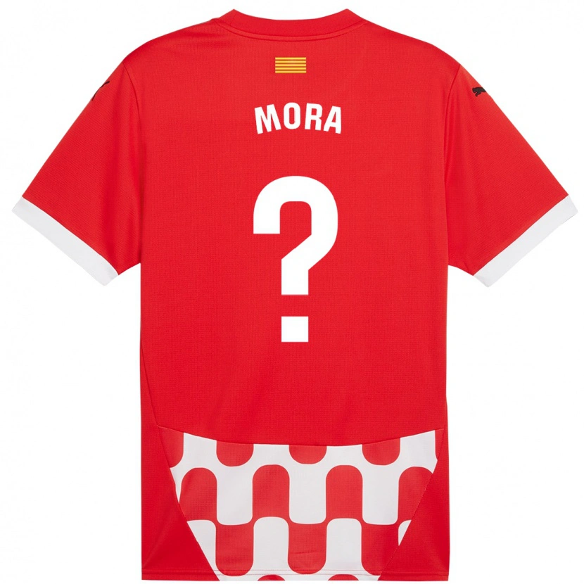 Danxen Hombre Camiseta Adrià Mora #0 Rojo Blanco 1ª Equipación 2024/25 La Camisa México