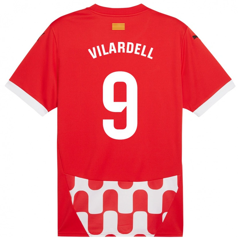 Danxen Hombre Camiseta Júlia Vilardell #9 Rojo Blanco 1ª Equipación 2024/25 La Camisa México