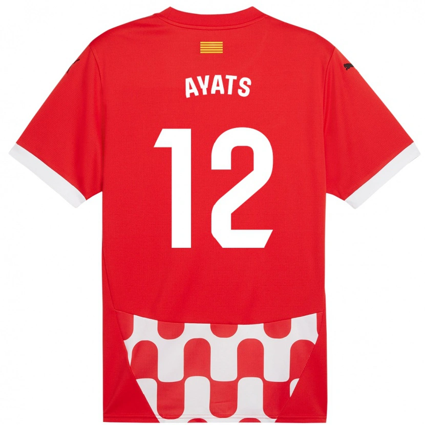 Danxen Hombre Camiseta Mònica Ayats #12 Rojo Blanco 1ª Equipación 2024/25 La Camisa México