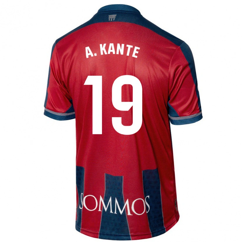 Danxen Hombre Camiseta Abou Kanté #19 Rojo Azul 1ª Equipación 2024/25 La Camisa México