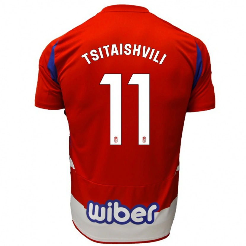 Danxen Hombre Camiseta Georgiy Tsitaishvili #11 Rojo Blanco Azul 1ª Equipación 2024/25 La Camisa México