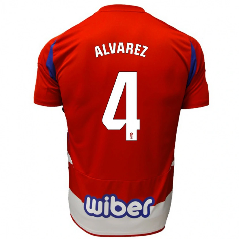 Danxen Hombre Camiseta Isabel Álvarez #4 Rojo Blanco Azul 1ª Equipación 2024/25 La Camisa México