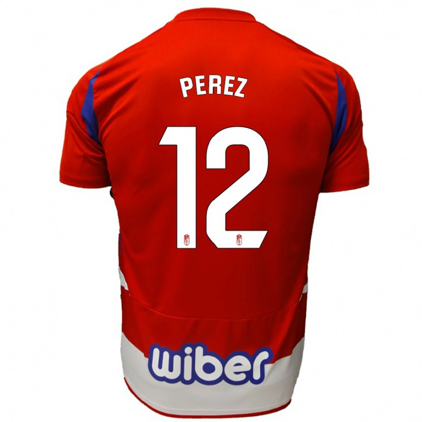 Danxen Hombre Camiseta Alba Pérez #12 Rojo Blanco Azul 1ª Equipación 2024/25 La Camisa México