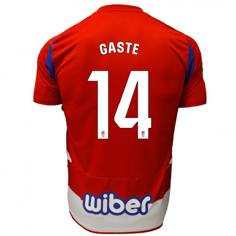 Danxen Hombre Camiseta Gaste #14 Rojo Blanco Azul 1ª Equipación 2024/25 La Camisa México