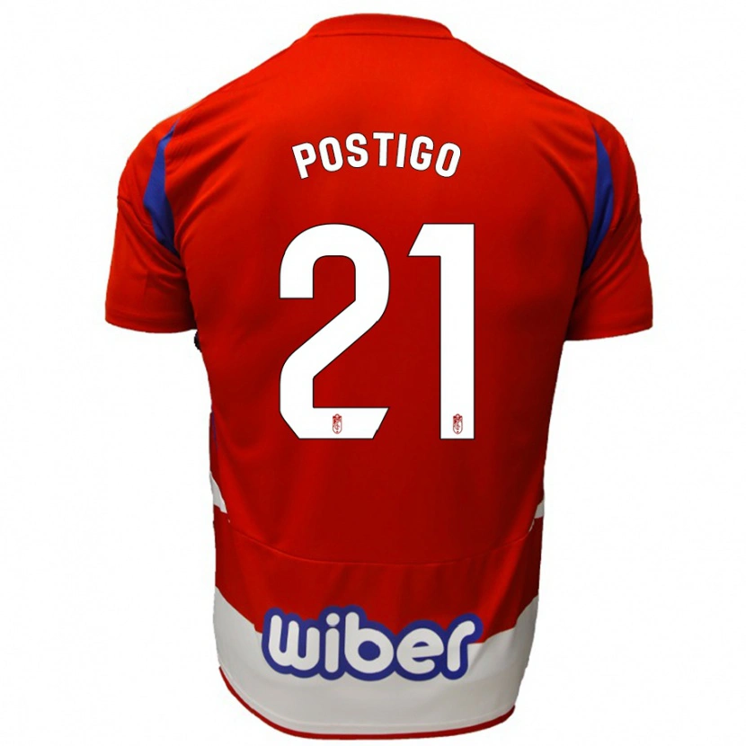 Danxen Hombre Camiseta Postigo #21 Rojo Blanco Azul 1ª Equipación 2024/25 La Camisa México