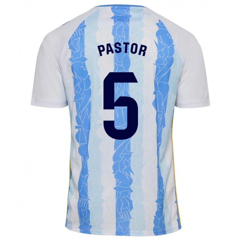 Danxen Hombre Camiseta Álex Pastor #5 Blanco Azul 1ª Equipación 2024/25 La Camisa México