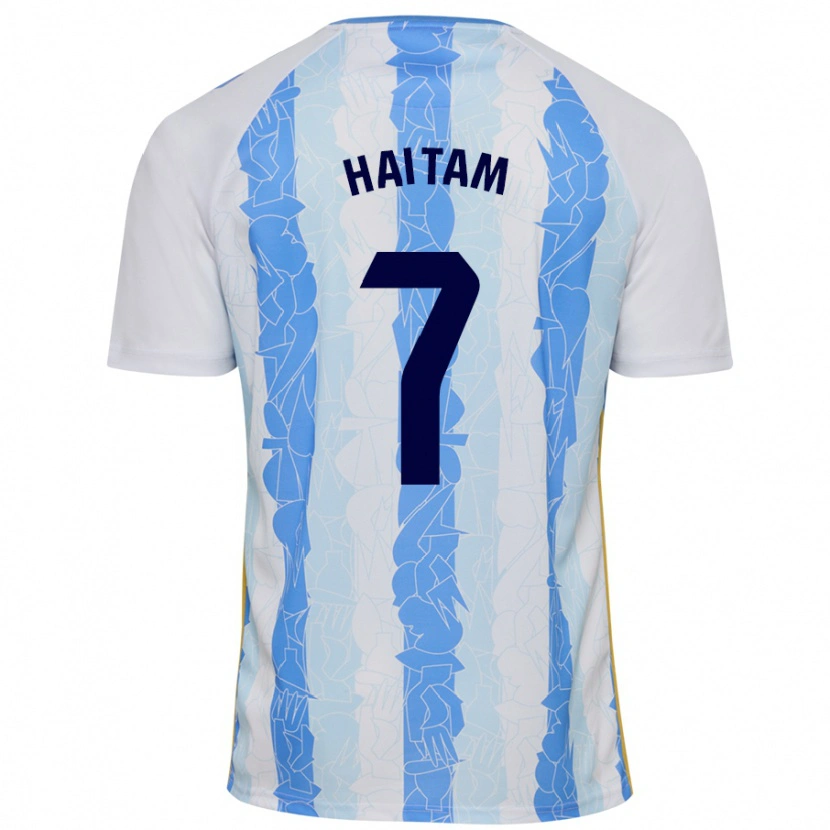 Danxen Hombre Camiseta Haitam Abaida #7 Blanco Azul 1ª Equipación 2024/25 La Camisa México