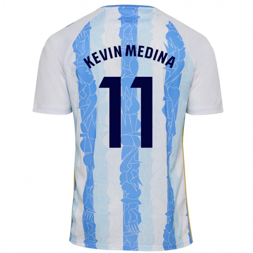 Danxen Hombre Camiseta Kevin Medina #11 Blanco Azul 1ª Equipación 2024/25 La Camisa México
