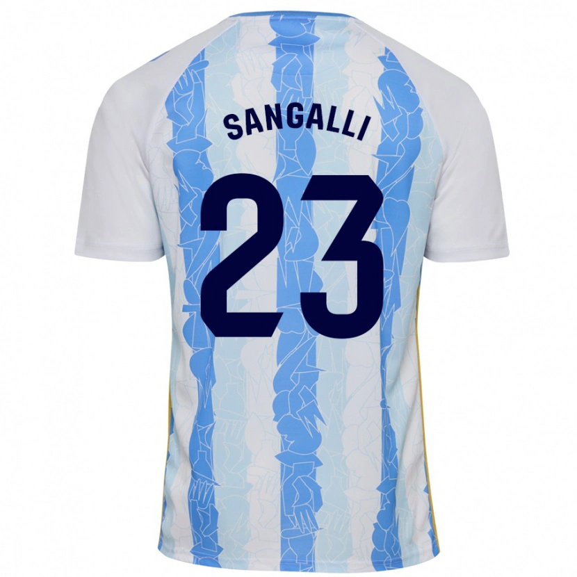 Danxen Hombre Camiseta Luca Sangalli #23 Blanco Azul 1ª Equipación 2024/25 La Camisa México