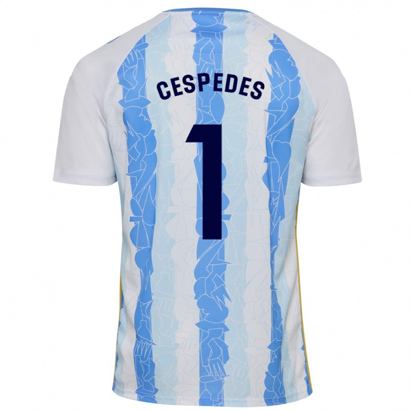 Danxen Hombre Camiseta Andrés Céspedes #1 Blanco Azul 1ª Equipación 2024/25 La Camisa México