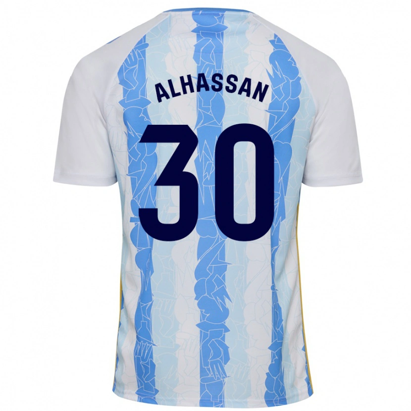 Danxen Hombre Camiseta Mubarak Alhassan #30 Blanco Azul 1ª Equipación 2024/25 La Camisa México
