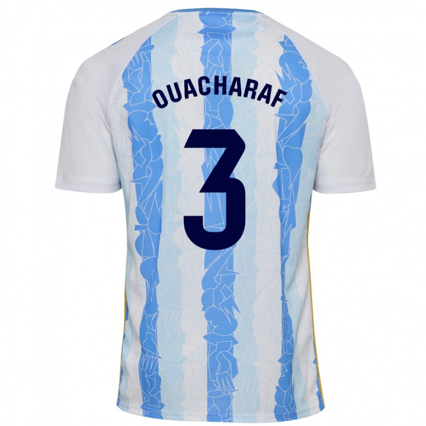 Danxen Hombre Camiseta Bilal Ouacharaf #3 Blanco Azul 1ª Equipación 2024/25 La Camisa México