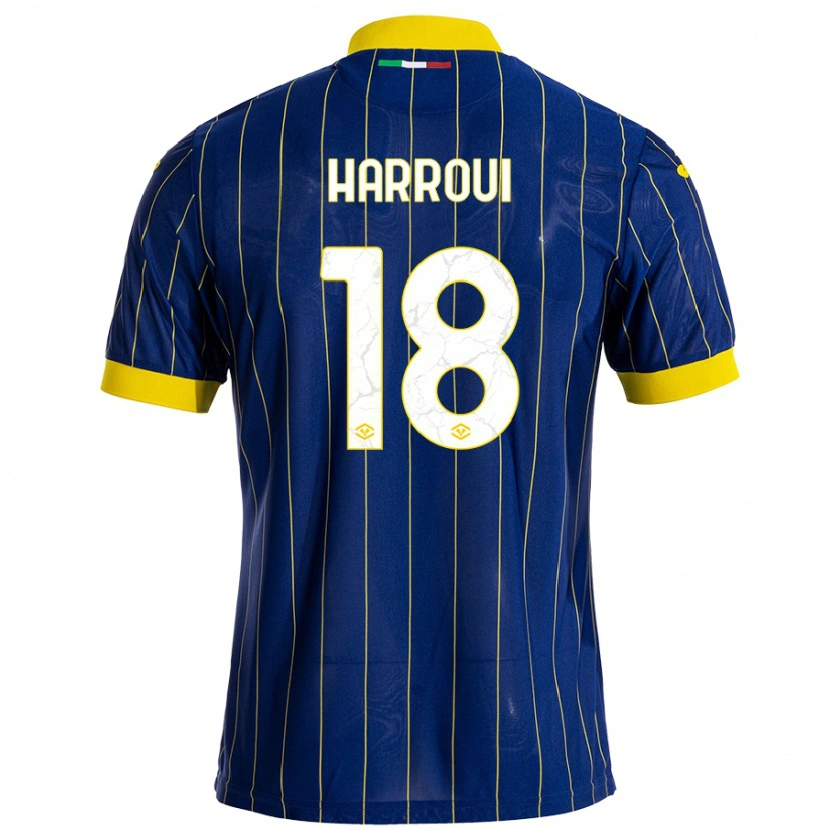 Danxen Hombre Camiseta Abdou Harroui #18 Azul Amarillo 1ª Equipación 2024/25 La Camisa México