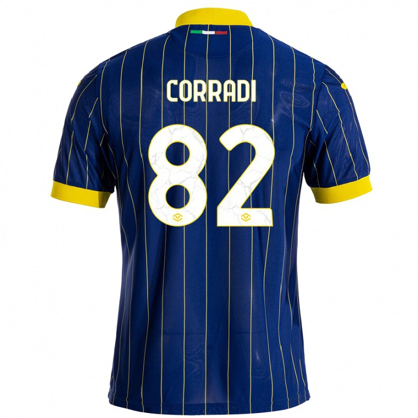 Danxen Hombre Camiseta Christian Corradi #82 Azul Amarillo 1ª Equipación 2024/25 La Camisa México