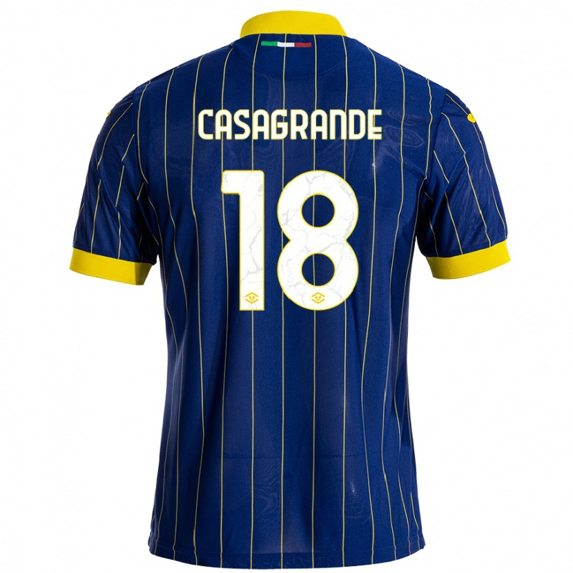 Danxen Hombre Camiseta Davide Casagrande #18 Azul Amarillo 1ª Equipación 2024/25 La Camisa México