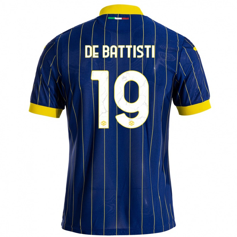 Danxen Hombre Camiseta Davide De Battisti #19 Azul Amarillo 1ª Equipación 2024/25 La Camisa México