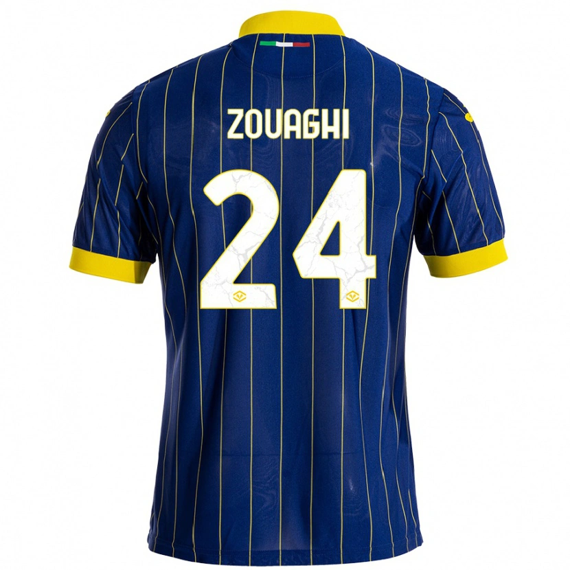 Danxen Hombre Camiseta Thomas Zouaghi #24 Azul Amarillo 1ª Equipación 2024/25 La Camisa México
