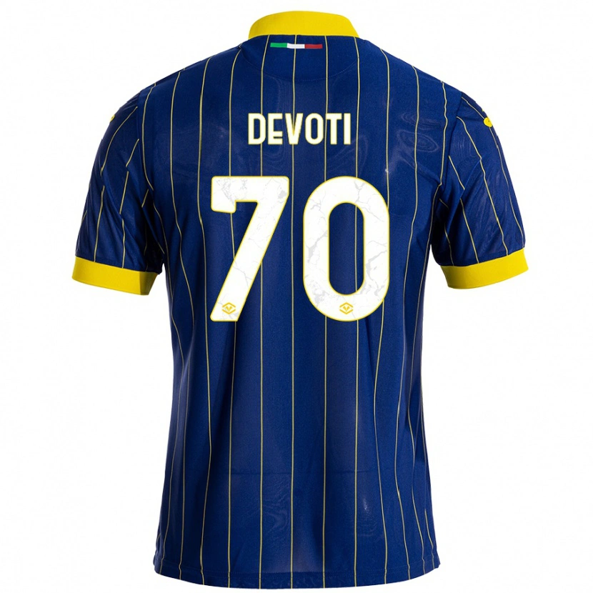 Danxen Hombre Camiseta Andrea Devoti #70 Azul Amarillo 1ª Equipación 2024/25 La Camisa México