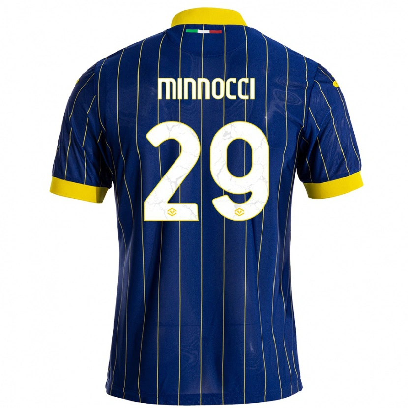 Danxen Hombre Camiseta Valerio Minnocci #29 Azul Amarillo 1ª Equipación 2024/25 La Camisa México