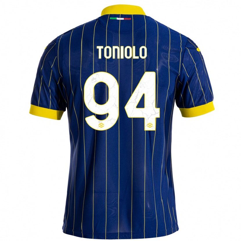 Danxen Hombre Camiseta Giacomo Toniolo #94 Azul Amarillo 1ª Equipación 2024/25 La Camisa México