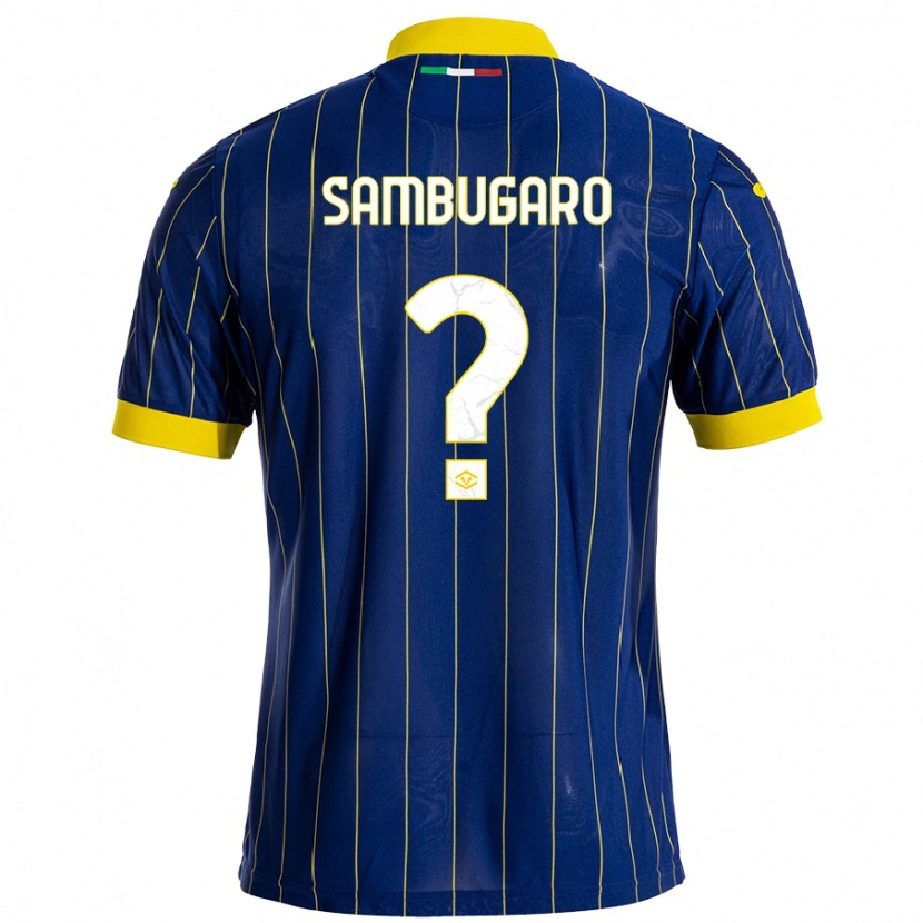 Danxen Hombre Camiseta Mattia Sambugaro #0 Azul Amarillo 1ª Equipación 2024/25 La Camisa México