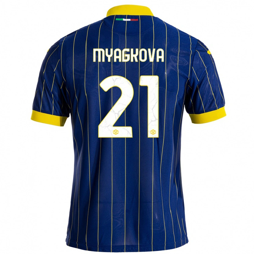 Danxen Hombre Camiseta Alina Myagkova #21 Azul Amarillo 1ª Equipación 2024/25 La Camisa México
