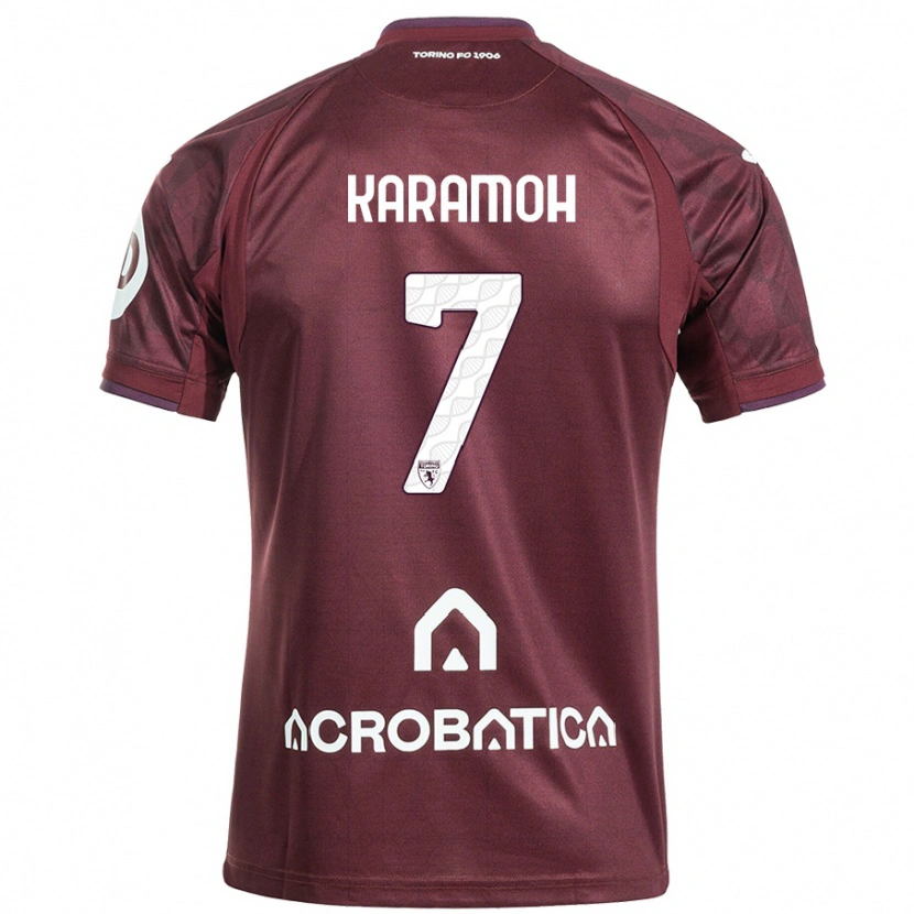 Danxen Hombre Camiseta Yann Karamoh #7 Granate Blanco 1ª Equipación 2024/25 La Camisa México