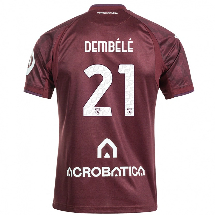 Danxen Hombre Camiseta Ali Dembélé #21 Granate Blanco 1ª Equipación 2024/25 La Camisa México