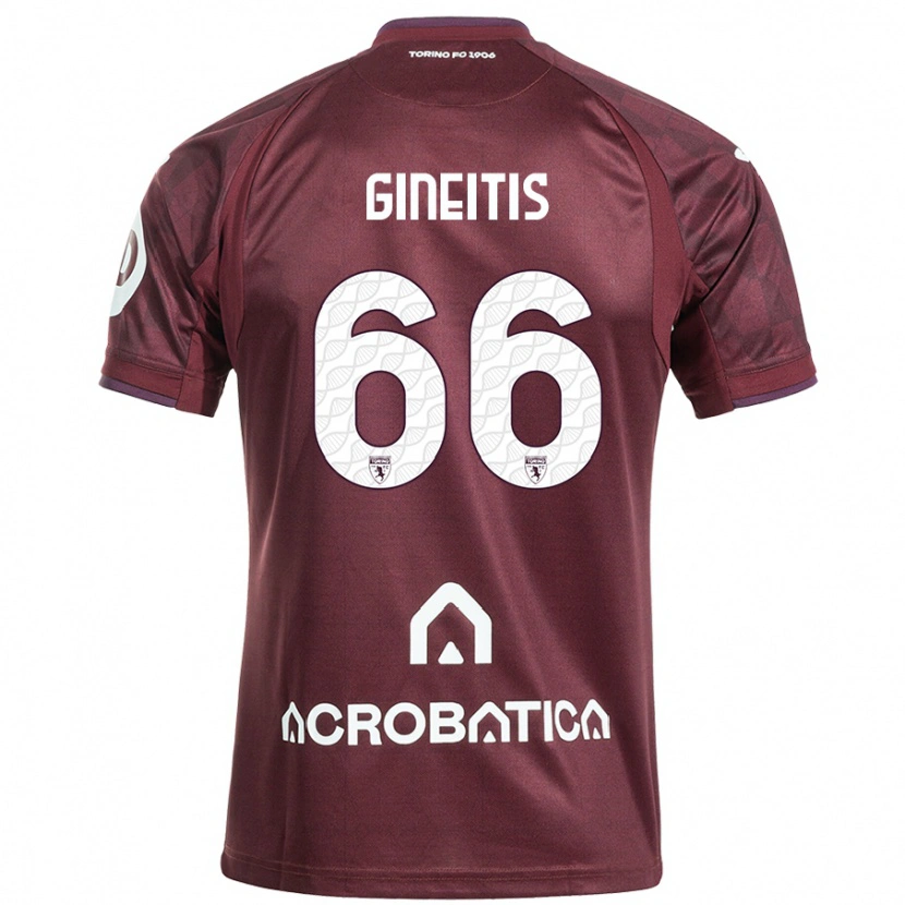 Danxen Hombre Camiseta Gvidas Gineitis #66 Granate Blanco 1ª Equipación 2024/25 La Camisa México