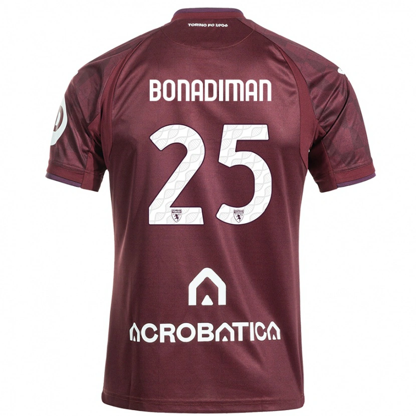 Danxen Hombre Camiseta Matteo Bonadiman #25 Granate Blanco 1ª Equipación 2024/25 La Camisa México