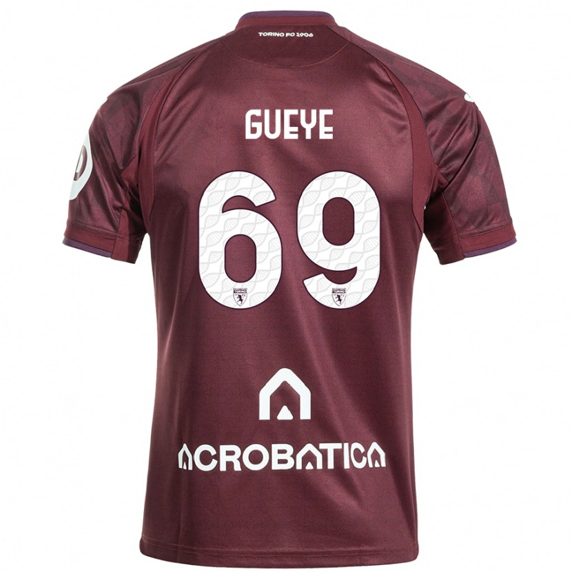 Danxen Hombre Camiseta Ousmane Gueye #69 Granate Blanco 1ª Equipación 2024/25 La Camisa México
