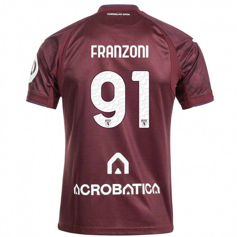 Danxen Hombre Camiseta Nicolò Franzoni #91 Granate Blanco 1ª Equipación 2024/25 La Camisa México