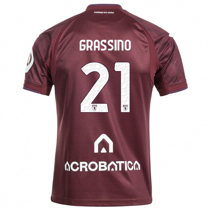 Danxen Hombre Camiseta Giulia Grassino #21 Granate Blanco 1ª Equipación 2024/25 La Camisa México