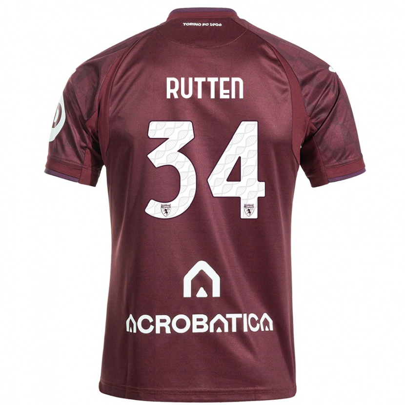 Danxen Hombre Camiseta Jill Rutten #34 Granate Blanco 1ª Equipación 2024/25 La Camisa México