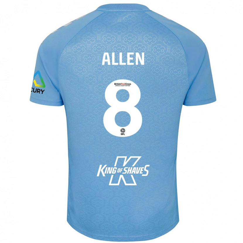 Danxen Hombre Camiseta Jamie Allen #8 Azul Blanco 1ª Equipación 2024/25 La Camisa México