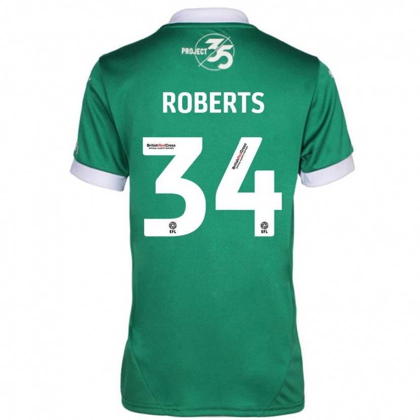 Danxen Hombre Camiseta Caleb Roberts #34 Verde Blanco 1ª Equipación 2024/25 La Camisa México