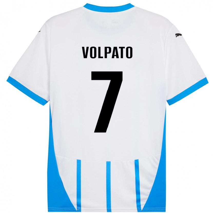 Danxen Hombre Camiseta Cristian Volpato #7 Blanco Azul 2ª Equipación 2024/25 La Camisa México