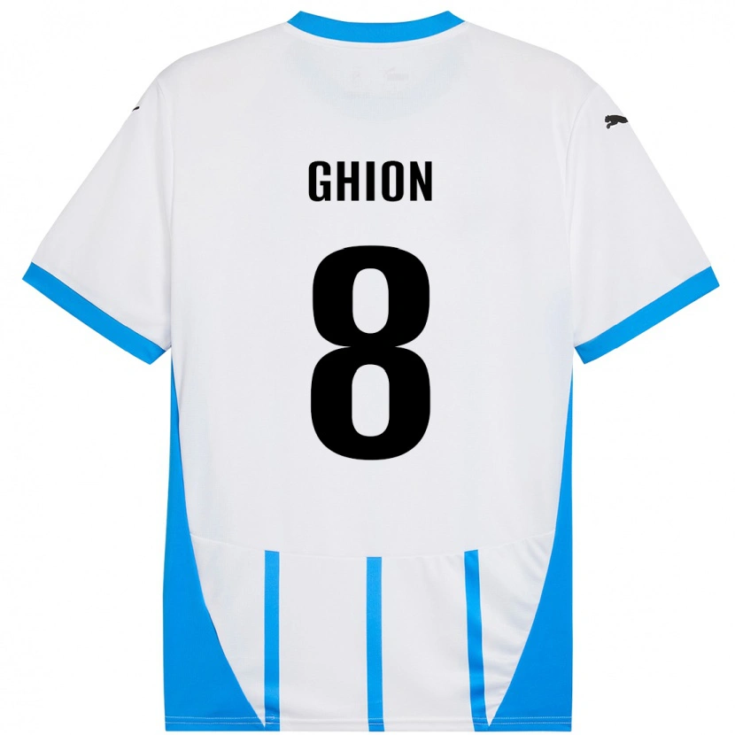 Danxen Hombre Camiseta Andrea Ghion #8 Blanco Azul 2ª Equipación 2024/25 La Camisa México